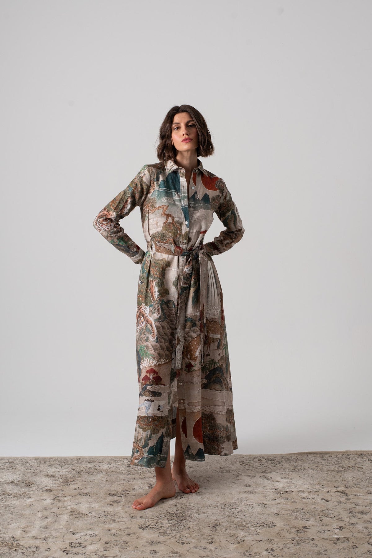 linen belted maxi dress Belted Maxi Linen Dress Small