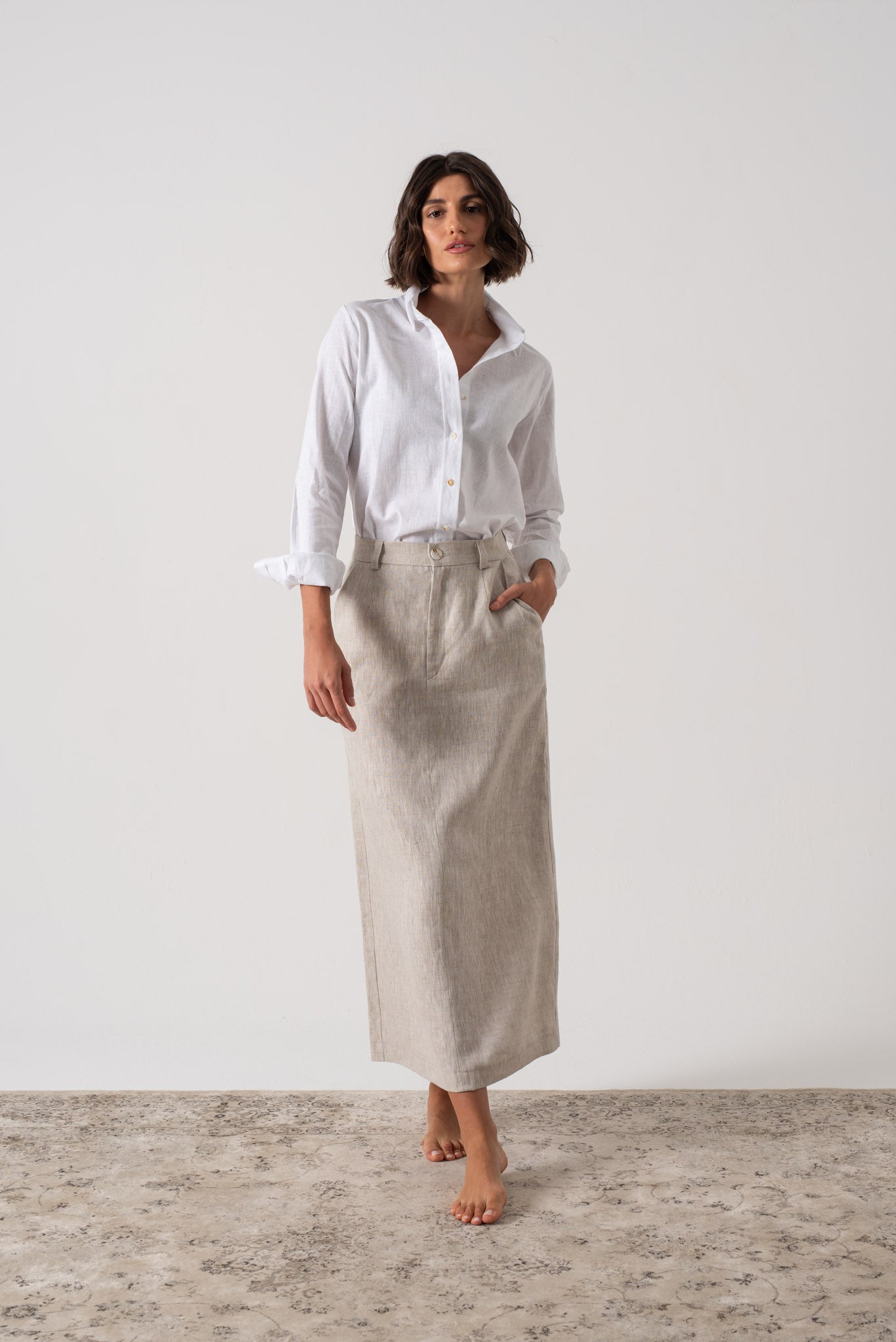 La Classica Linen Shirt White - LUXMII