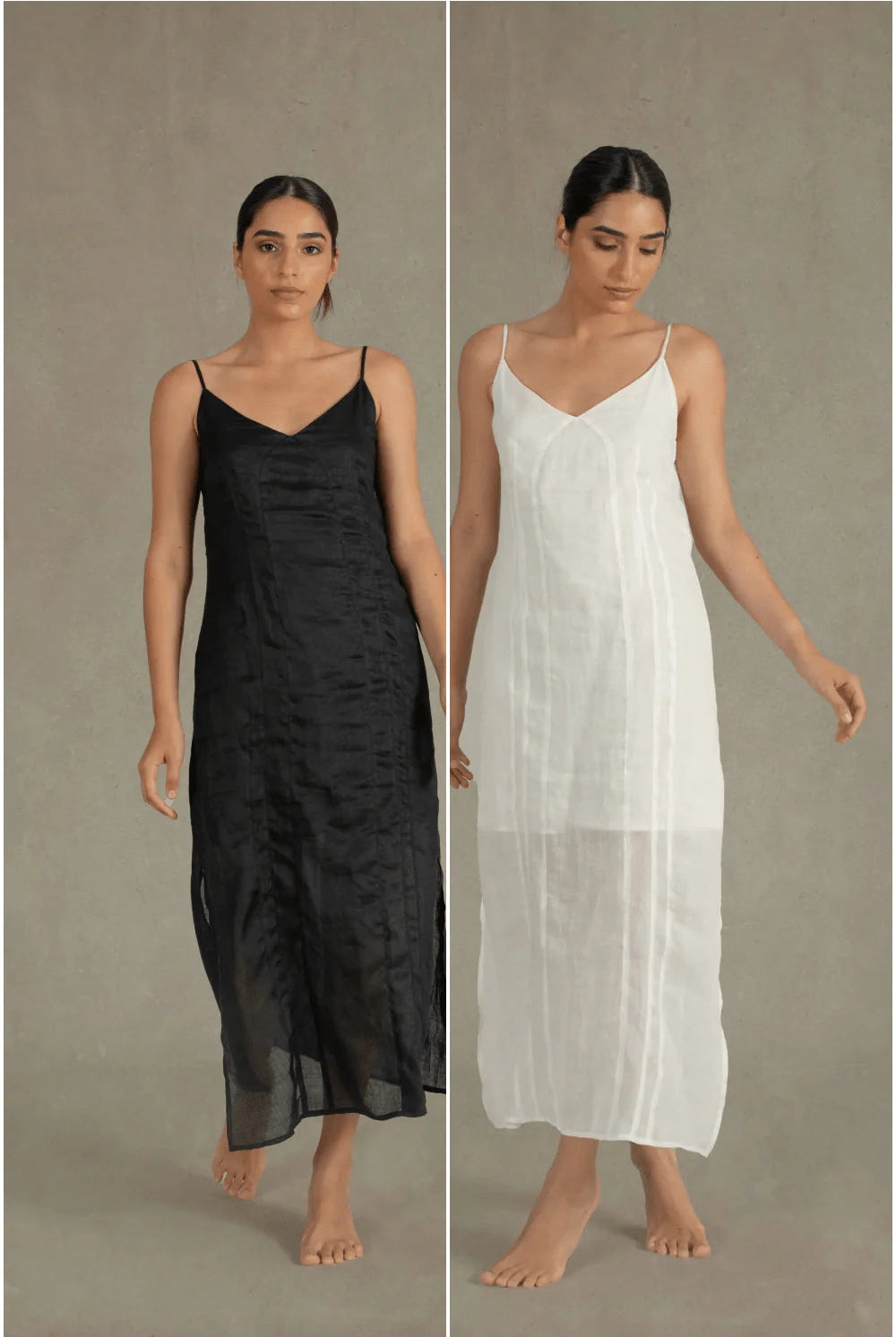 Léa Ramie Linen Slip Dress White & Black Luxmii