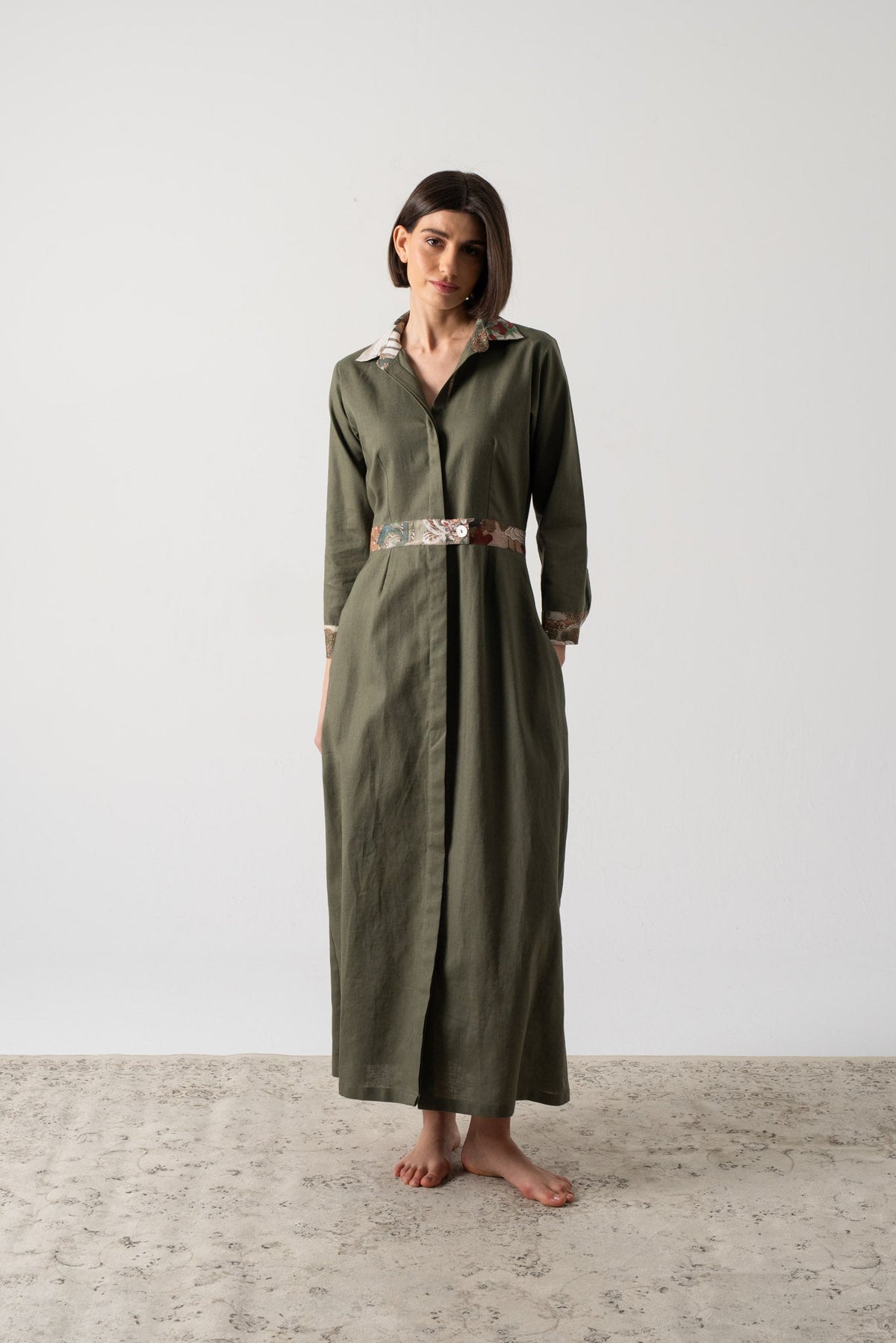 khaki maxi dress with sleeves Vita Maxi Dress