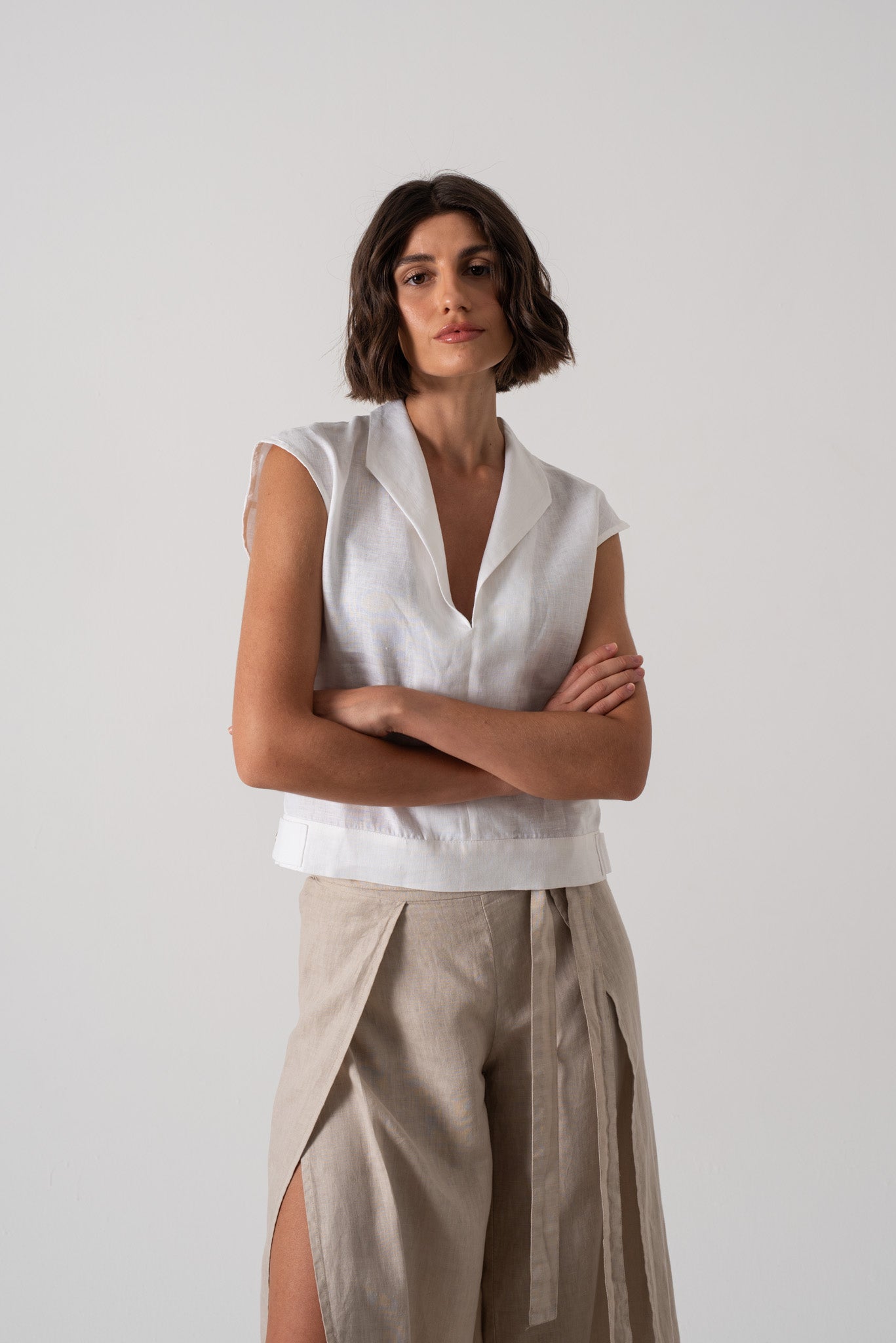 Nuvola Linen Top White - LUXMII