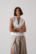 Nuvola Linen Top White Luxmii