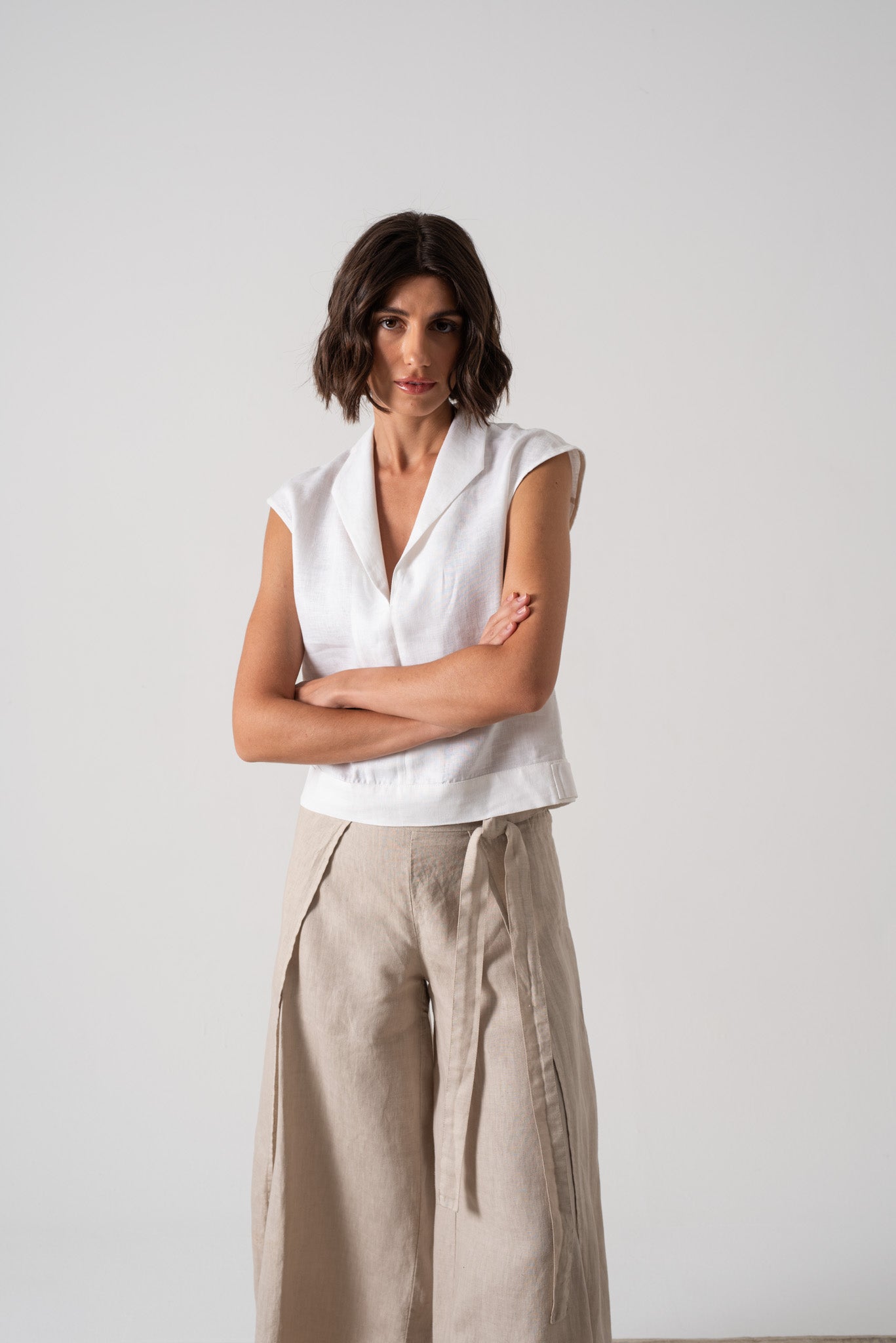 Nuvola Linen Top White - LUXMII