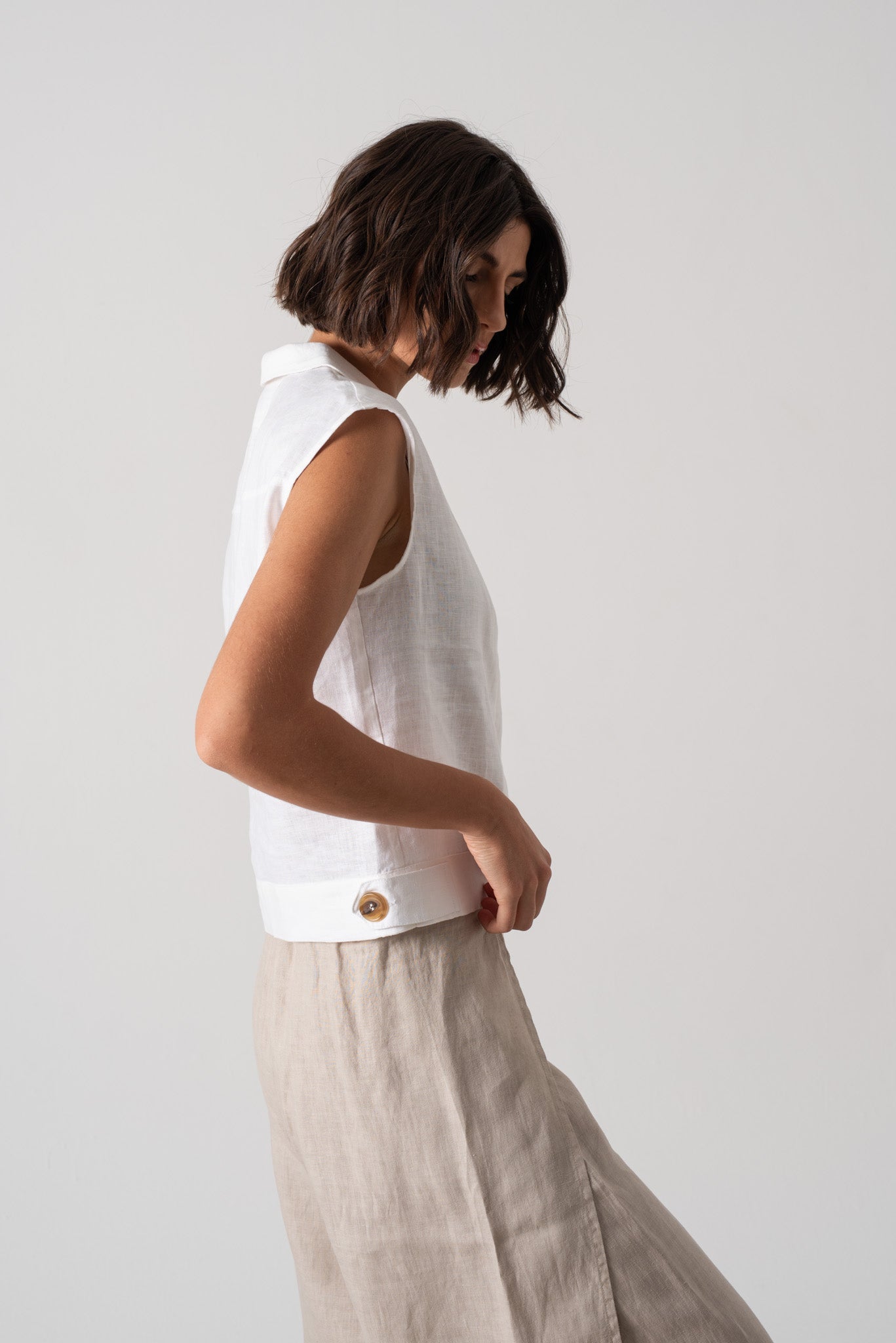 Nuvola Linen Top White - LUXMII