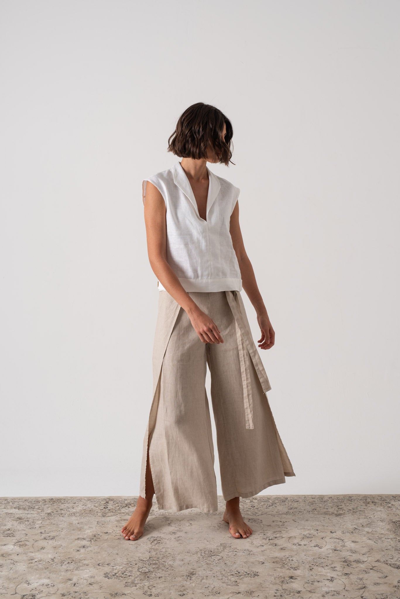 Nuvola Linen Top White - LUXMII