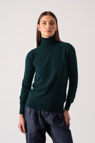 Ombra 100% Cashmere Turtleneck Sweater Forest Green Luxmii