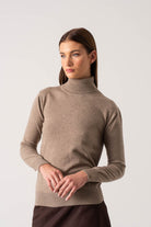 Ombra Cashmere Turtleneck Sweater Taupe Luxmii