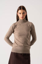 Ombra Cashmere Turtleneck Sweater Taupe Luxmii