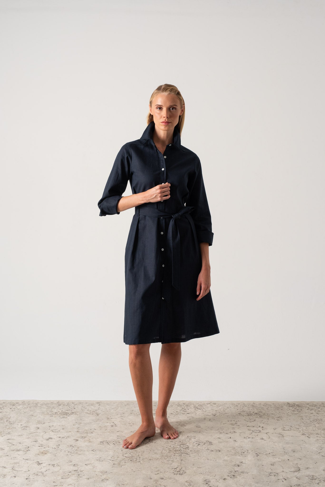 navy shirt dress Maxi Shirt Dress in Navy – Roland Mouret main image 1