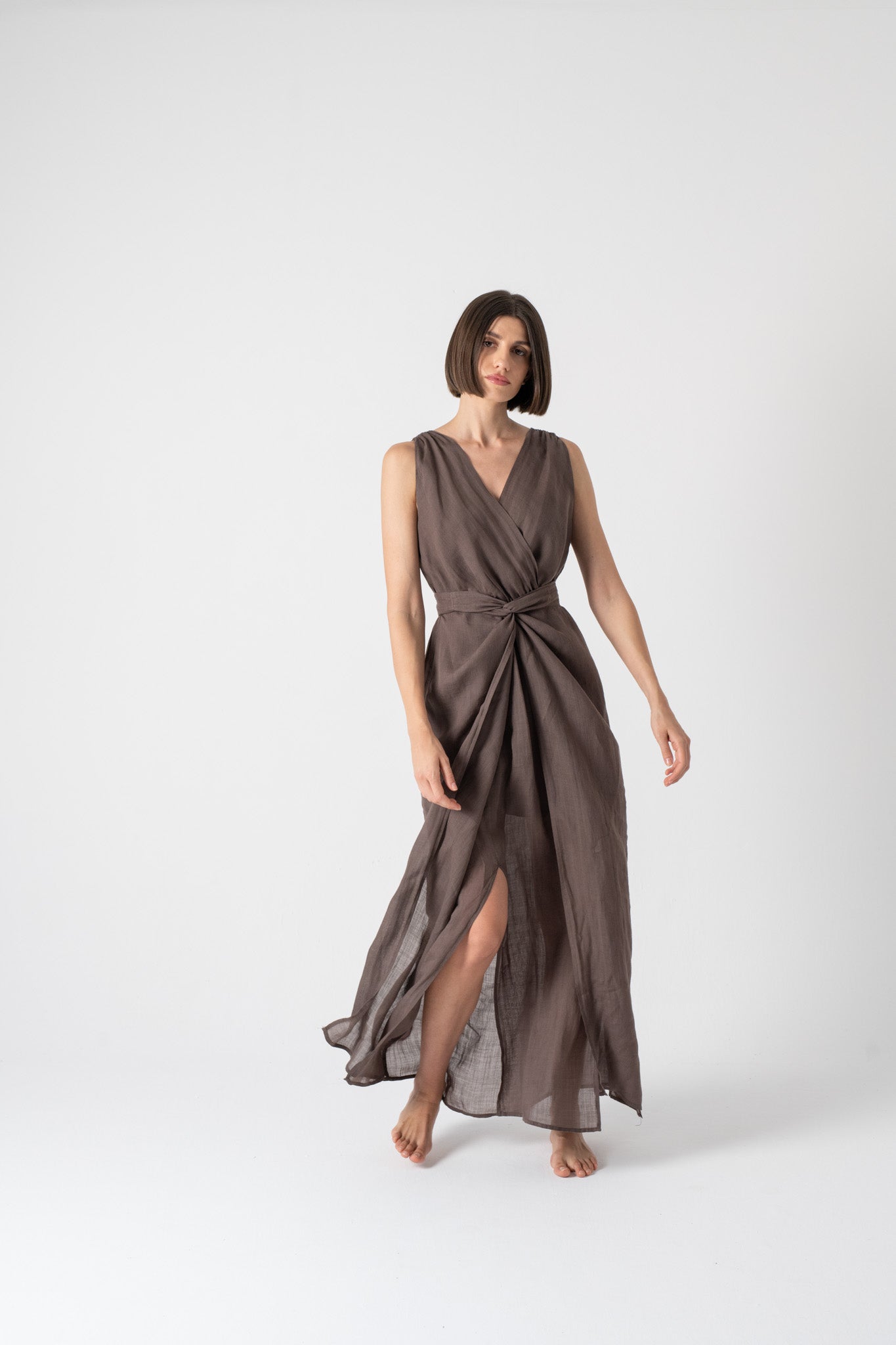 Serpente Wrap Dress Cocoa - LUXMII