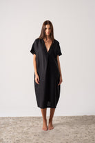 Vacanza Linen Kaftan Black Luxmii