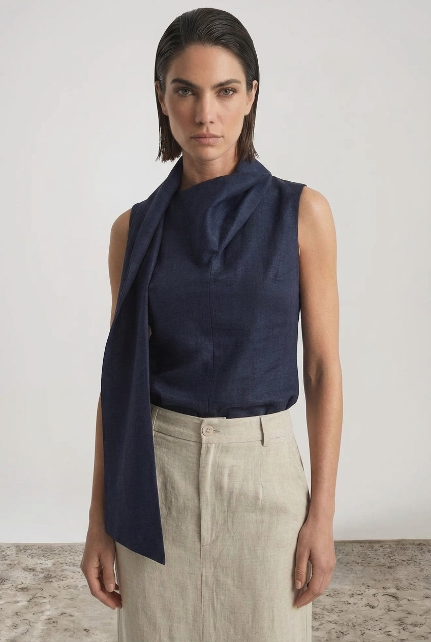 Vaeli Scarf Top Navy Luxmii