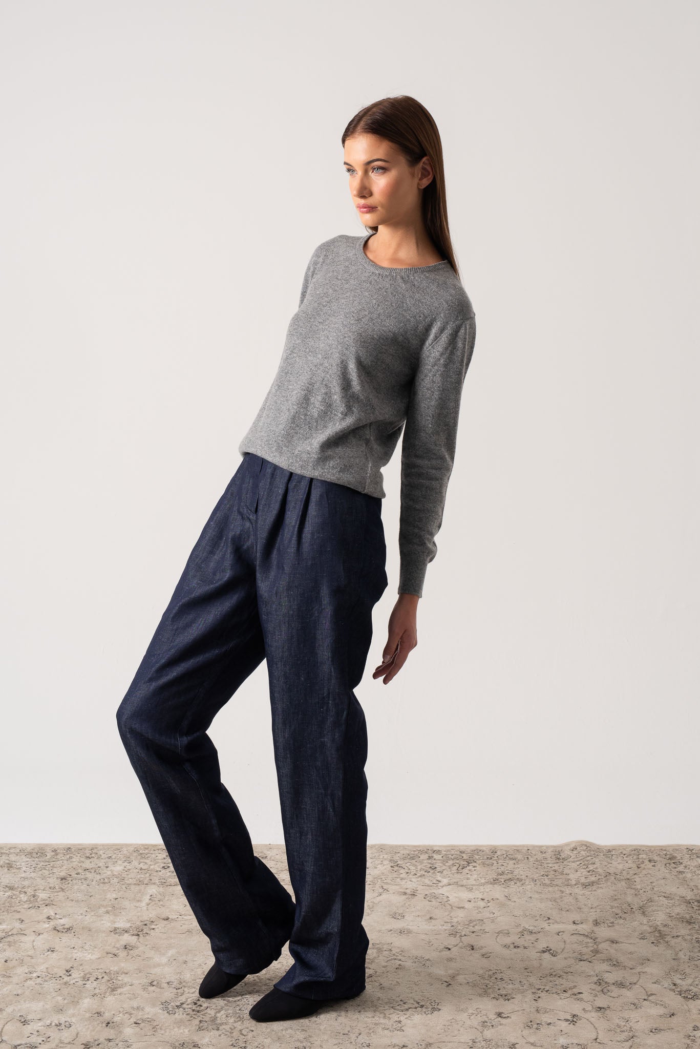 Navy pants grey sweater best sale