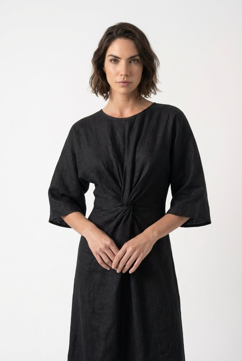 Zahira Knot Dress Black Luxmii
