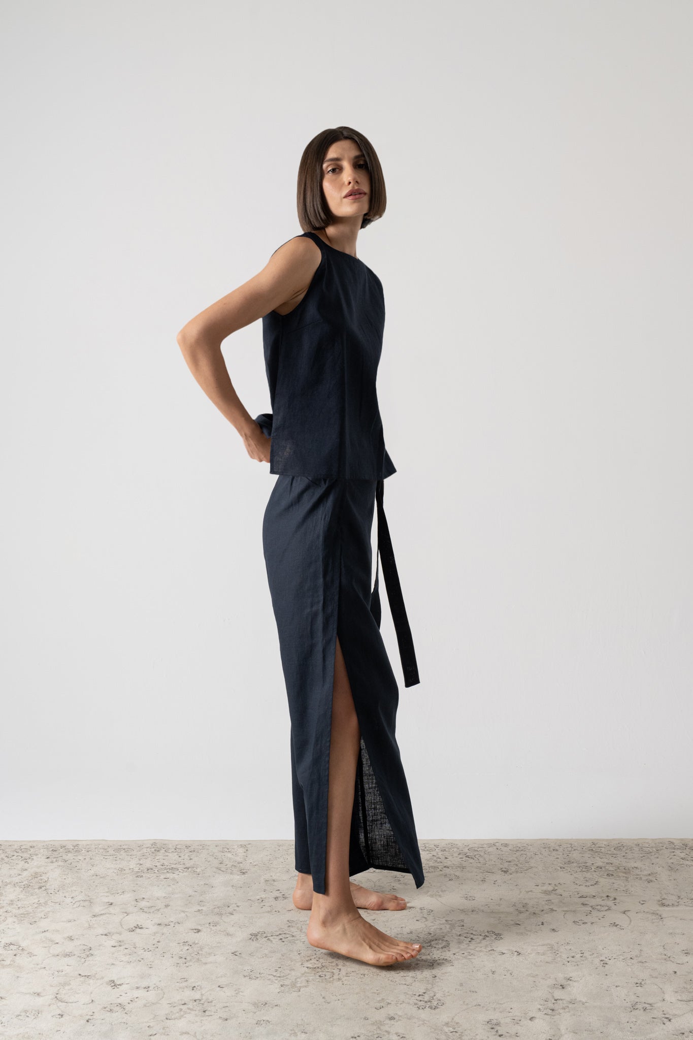 Zakai Wrap Pant Navy Luxmii