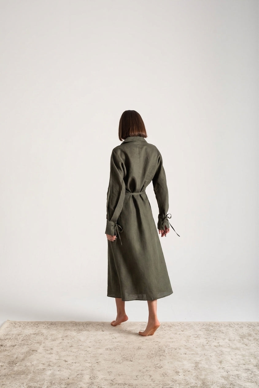 Zeus Wrap Dress Olive Luxmii