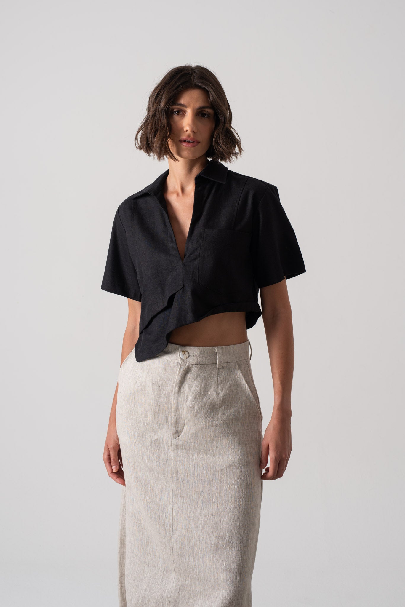 Zinnia Cropped Top in Black - LUXMII