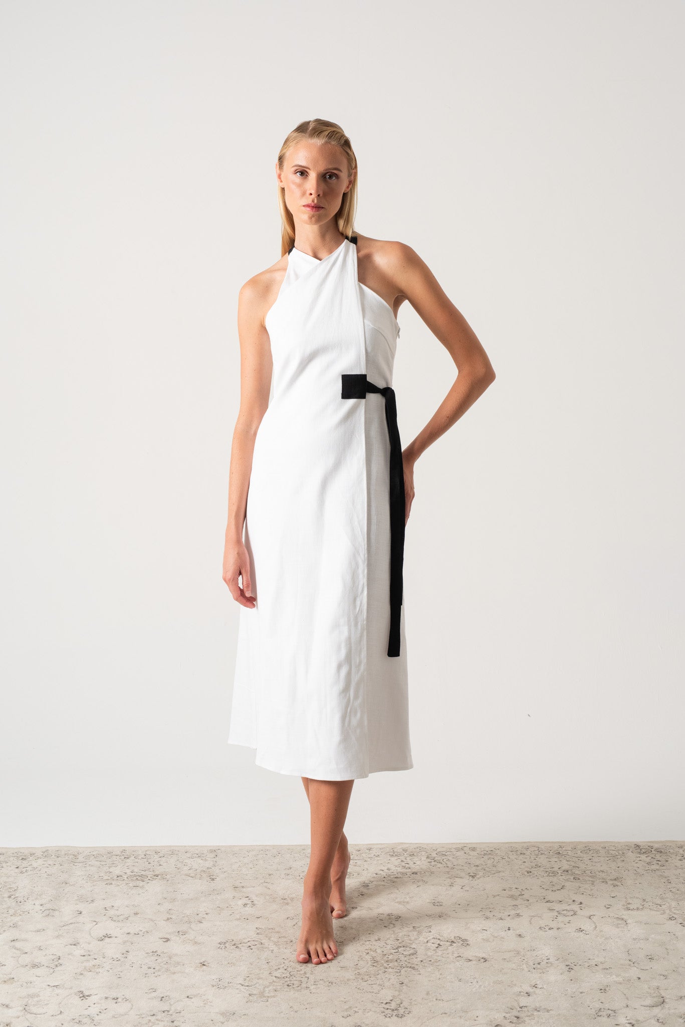 White orders wrap tea dress