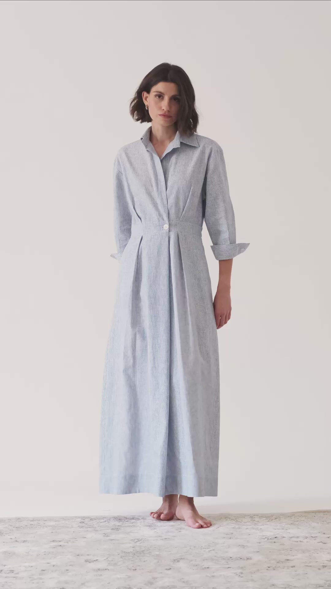 Halvar Maxi Dress French Blue Stripe – LUXMII