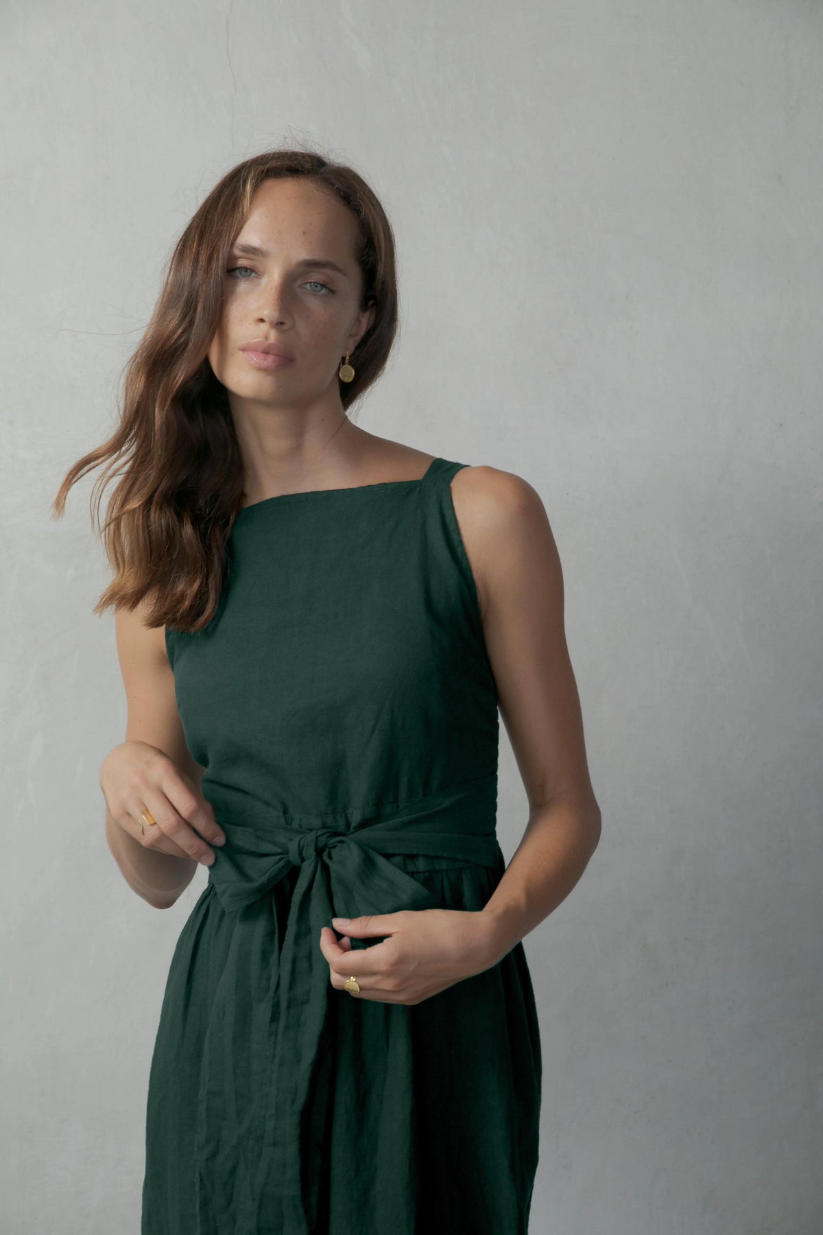 forest green linen dress Forest Green Prairie Linen Dress  allthebeautifullinen