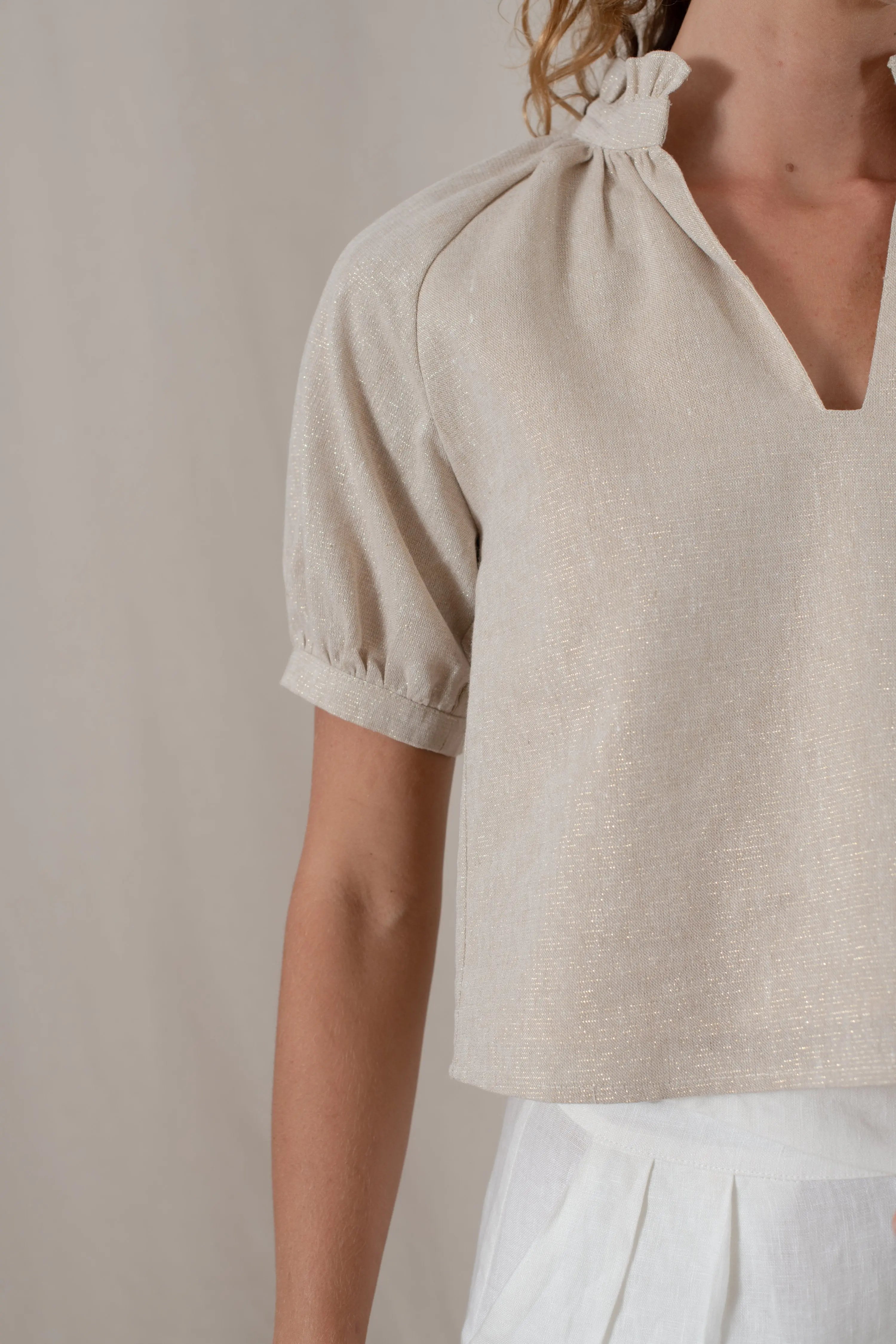 linen ruffle top