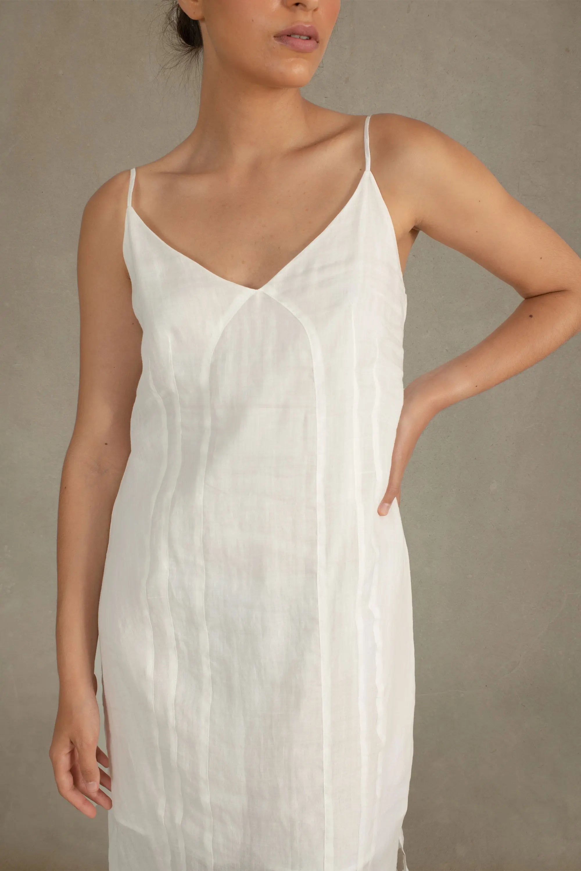 Léa Ramie Linen Slip Dress White