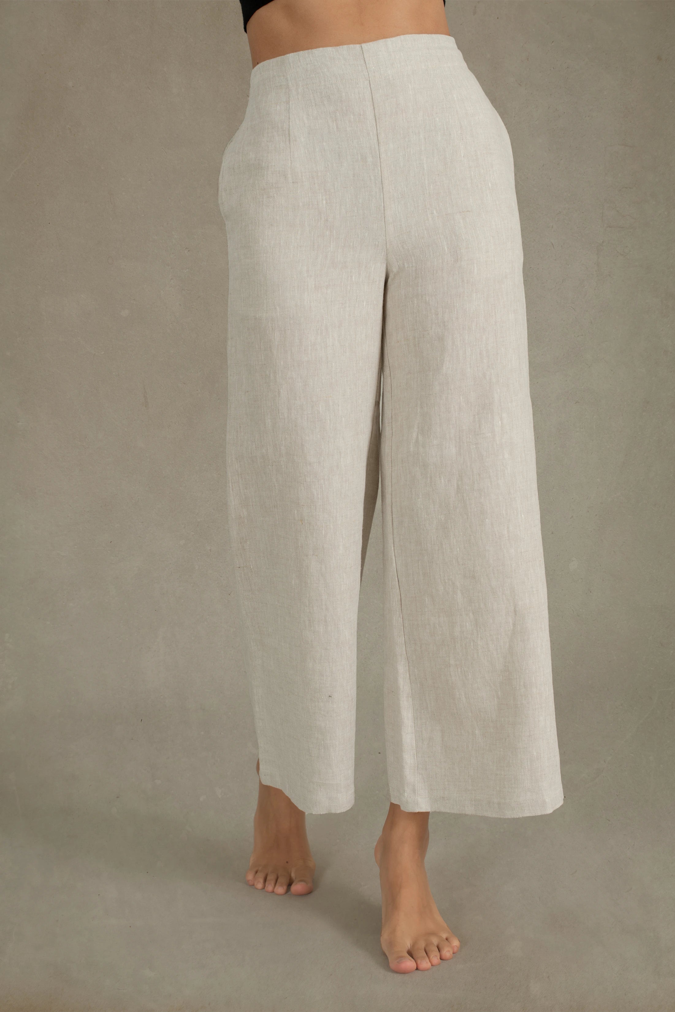 White linen 2025 culotte pants